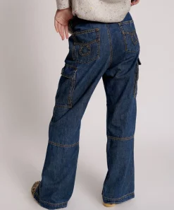 Denim Jeans|ONE TEASPOON Used Blue Zipped Cargo Motion Jeans
