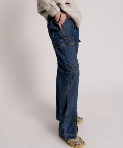 Denim Jeans|ONE TEASPOON Used Blue Zipped Cargo Motion Jeans
