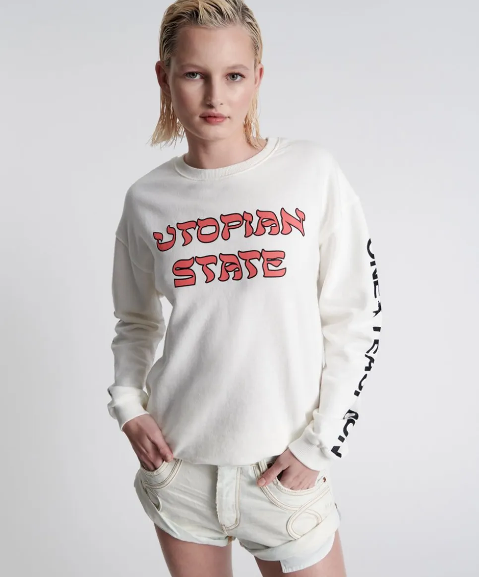 Hoodies And Sweats|ONE TEASPOON Utopian State Logo Sweater
