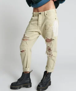 Denim Jeans|ONE TEASPOON Vegas Gold Painted Saints Boyfriend Jeans