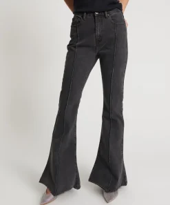 Denim Jeans|ONE TEASPOON Washed Black High Waist Trumpet Flare Jeans