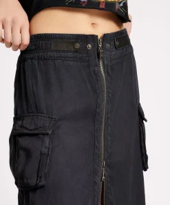 Denim Skirts|ONE TEASPOON Washed Black Tencel Parachute Skirt