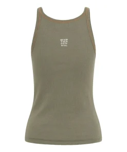Tees & Tanks|ONE TEASPOON Washed Khaki Rib Singlet