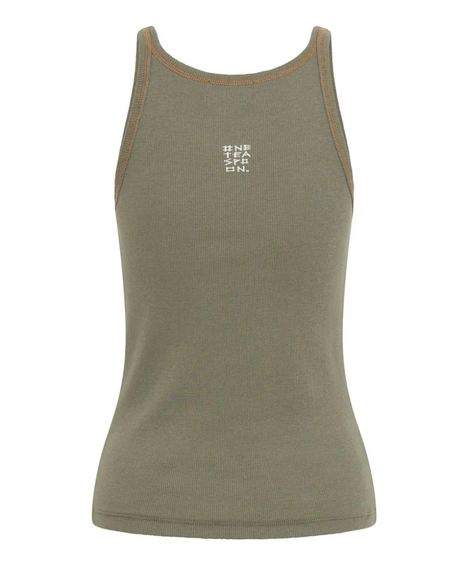 Tees & Tanks|ONE TEASPOON Washed Khaki Rib Singlet