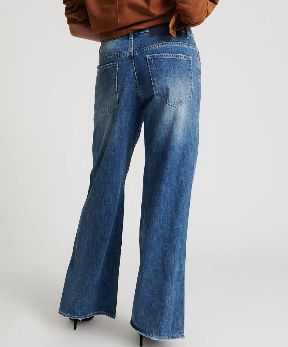 Denim Jeans|ONE TEASPOON Westland Blue Low Waist Riders Wide Leg Jeans