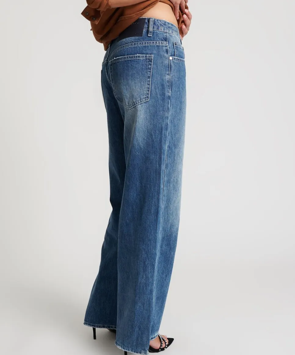 Denim Jeans|ONE TEASPOON Westland Blue Low Waist Riders Wide Leg Jeans
