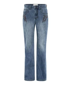 Denim Jeans|ONE TEASPOON Westland Blue Motif Charlie Slim High Waist Bootcut Denim Jeans