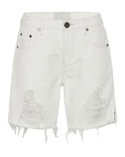 Denim Shorts|ONE TEASPOON White Beauty Stevies Long Length Boyfriend Shorts