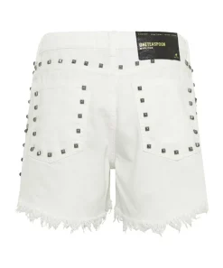 Denim Shorts|ONE TEASPOON White Beauty Studded Marlons Low Waist Boyfriend Shorts