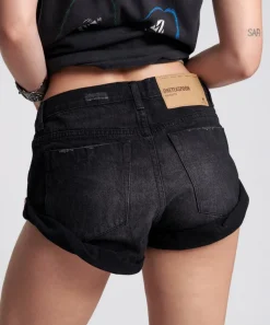 Denim Shorts|ONE TEASPOON Worn Black Bandit Low Waist Shorts