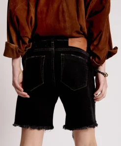 Denim Shorts|ONE TEASPOON Worn Black Stevies Long Length Boyfriend Shorts