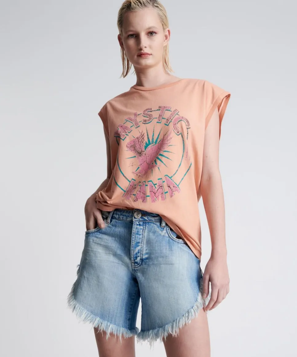 Denim Shorts|ONE TEASPOON Worn Out Hendrixe Frankies Long Length Denim Shorts