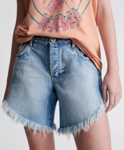 Denim Shorts|ONE TEASPOON Worn Out Hendrixe Frankies Long Length Denim Shorts