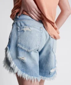 Denim Shorts|ONE TEASPOON Worn Out Hendrixe Frankies Long Length Denim Shorts