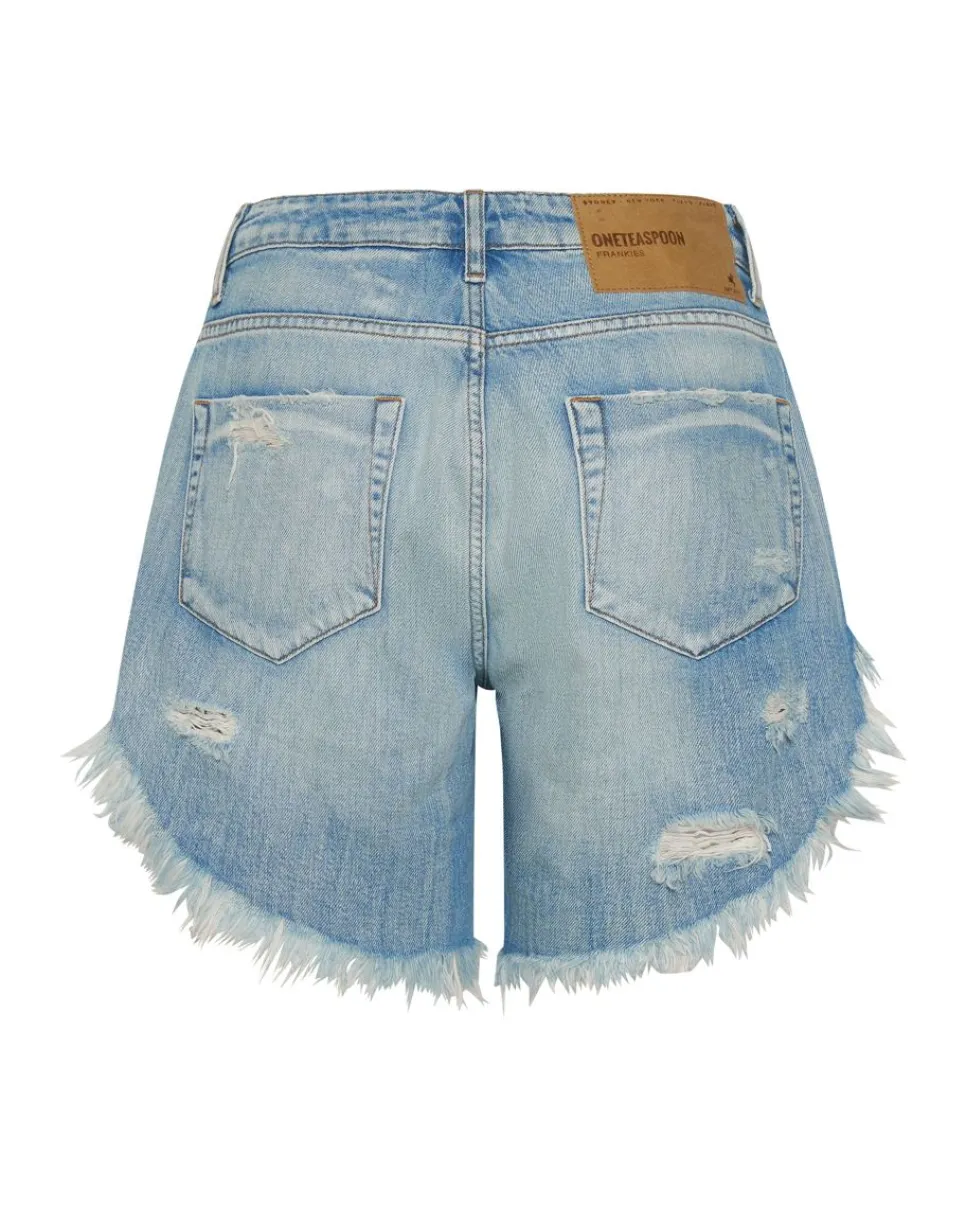 Denim Shorts|ONE TEASPOON Worn Out Hendrixe Frankies Long Length Denim Shorts