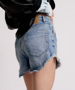 Denim Shorts|ONE TEASPOON Worn Out Hendrixe Outlaws Mid Length Denim Shorts