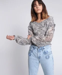 Tops|ONE TEASPOON Zebra Bardot Cross Over Top