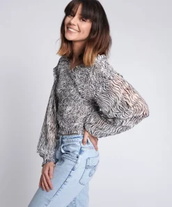 Tops|ONE TEASPOON Zebra Bardot Cross Over Top