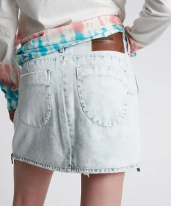 Denim Skirts|ONE TEASPOON Zipped Florence Vanguard Mid Rise Relaxed Denim Mini Skirt