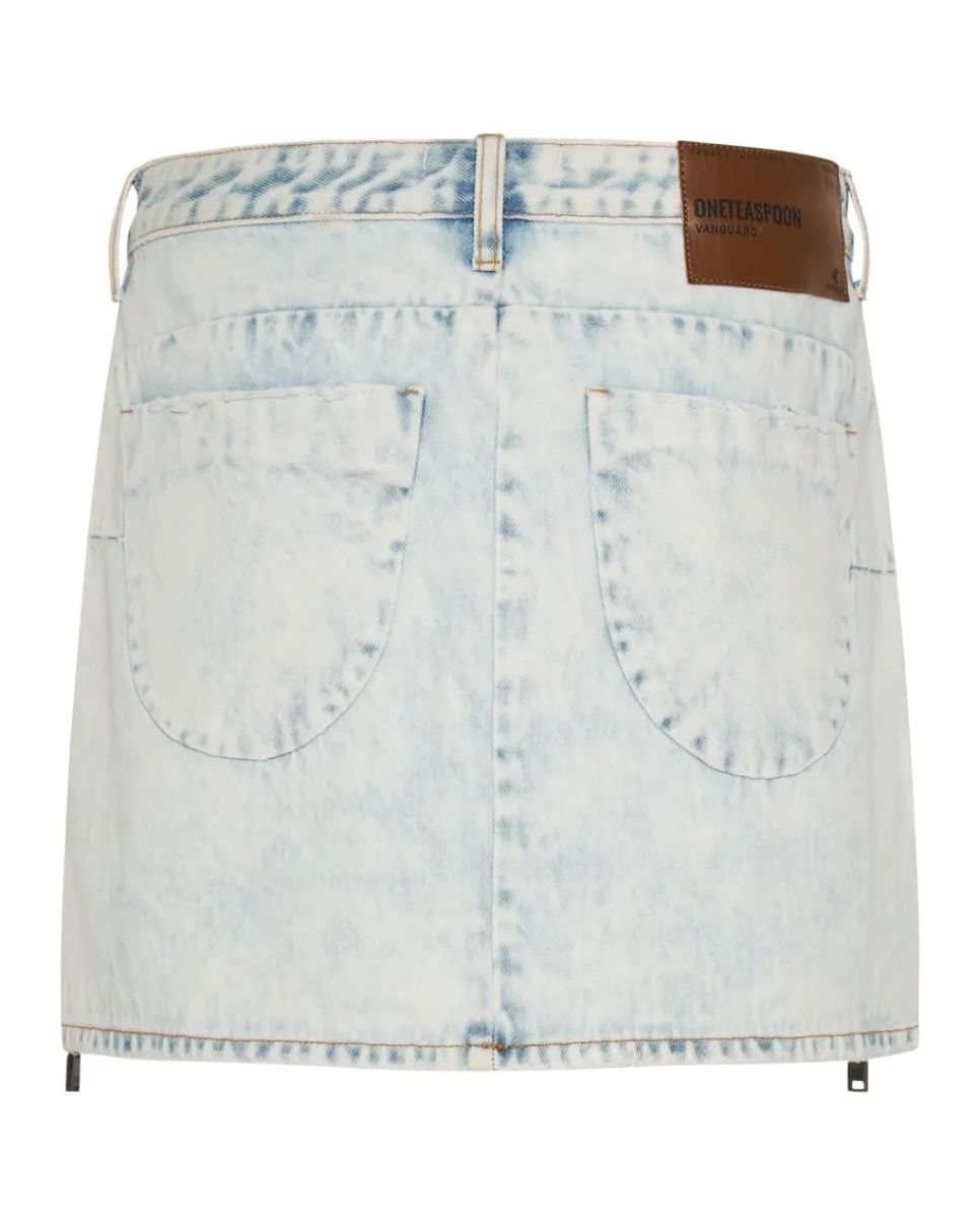 Denim Skirts|ONE TEASPOON Zipped Florence Vanguard Mid Rise Relaxed Denim Mini Skirt
